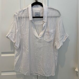 Rails Women's White Savannah Linen Blend Shirt Size XL